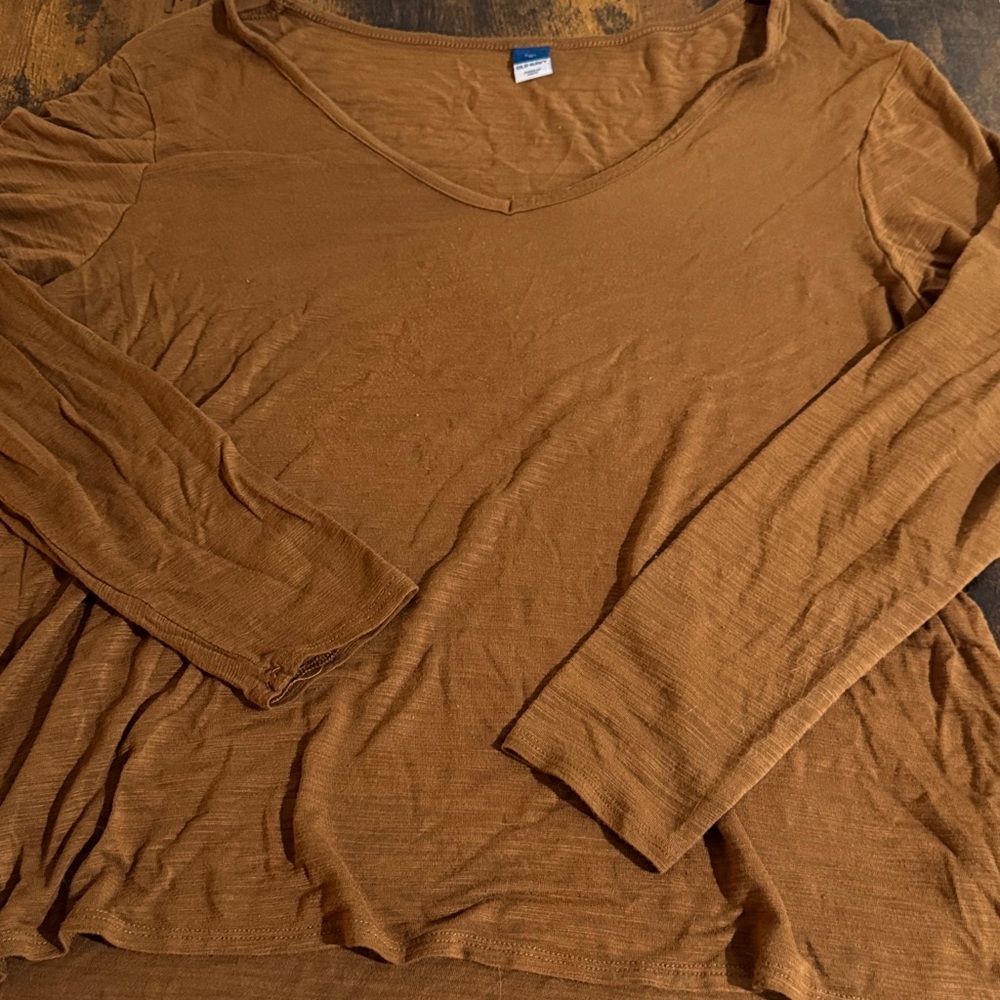 Old Navy Brown Long Sleeve V-Neck Top